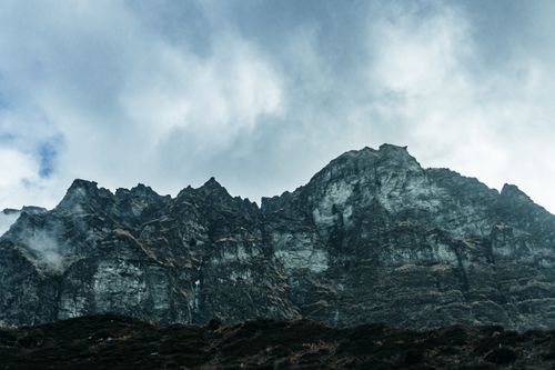 Free Stunning view of Machhapuchchhre in Nepal, capturing the raw beauty and jagged peaks of the Himalayas. Stock Photo