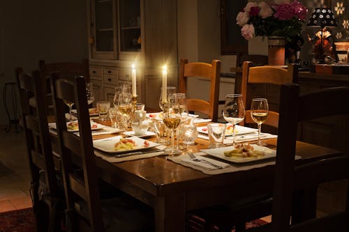 Dinnerware Set on Brown Wooden Table