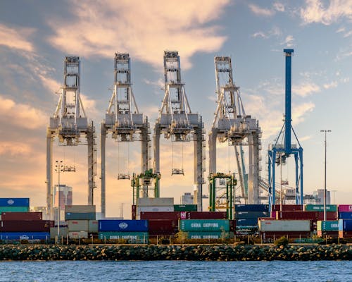 Free stock photo of cargo containers, cranes, export