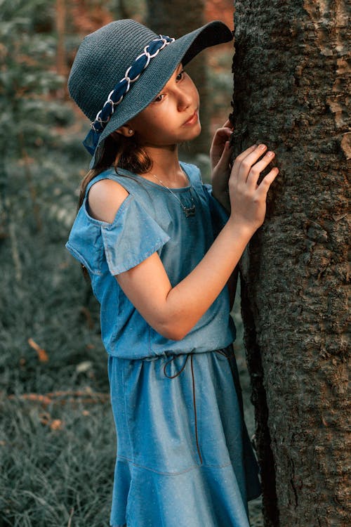 Free Photo of Girl Wearing Blue Dress Stock Photo