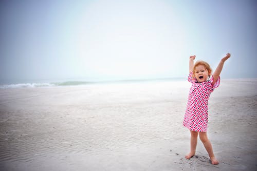 Free stock photo of beach, child, excitement