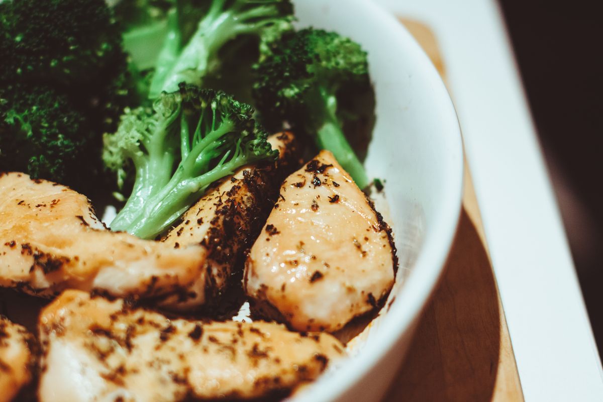 Phillips's targets scale with training status, not bodyweight alone. Chicken, beef, fish, eggs — the dense-protein staples that hit the leucine threshold reliably.