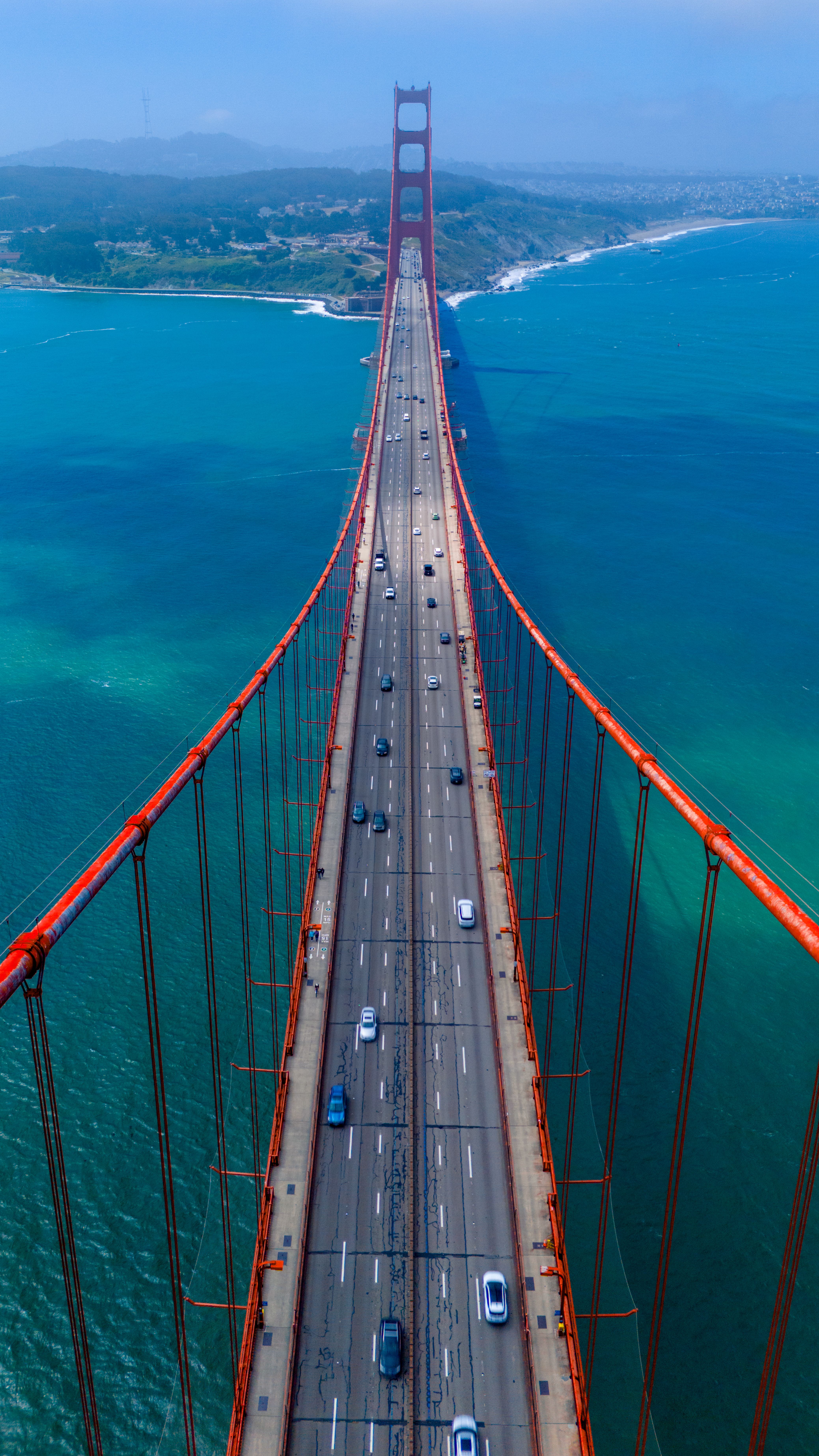 Drone Shot of the Golden Gate Bridge Spanning the Golden Gate in San ...