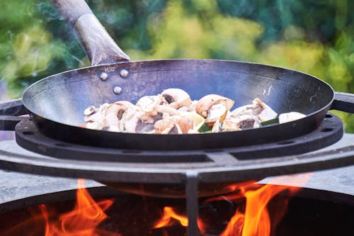 Gratis stockfoto met bbq, brand, champignons