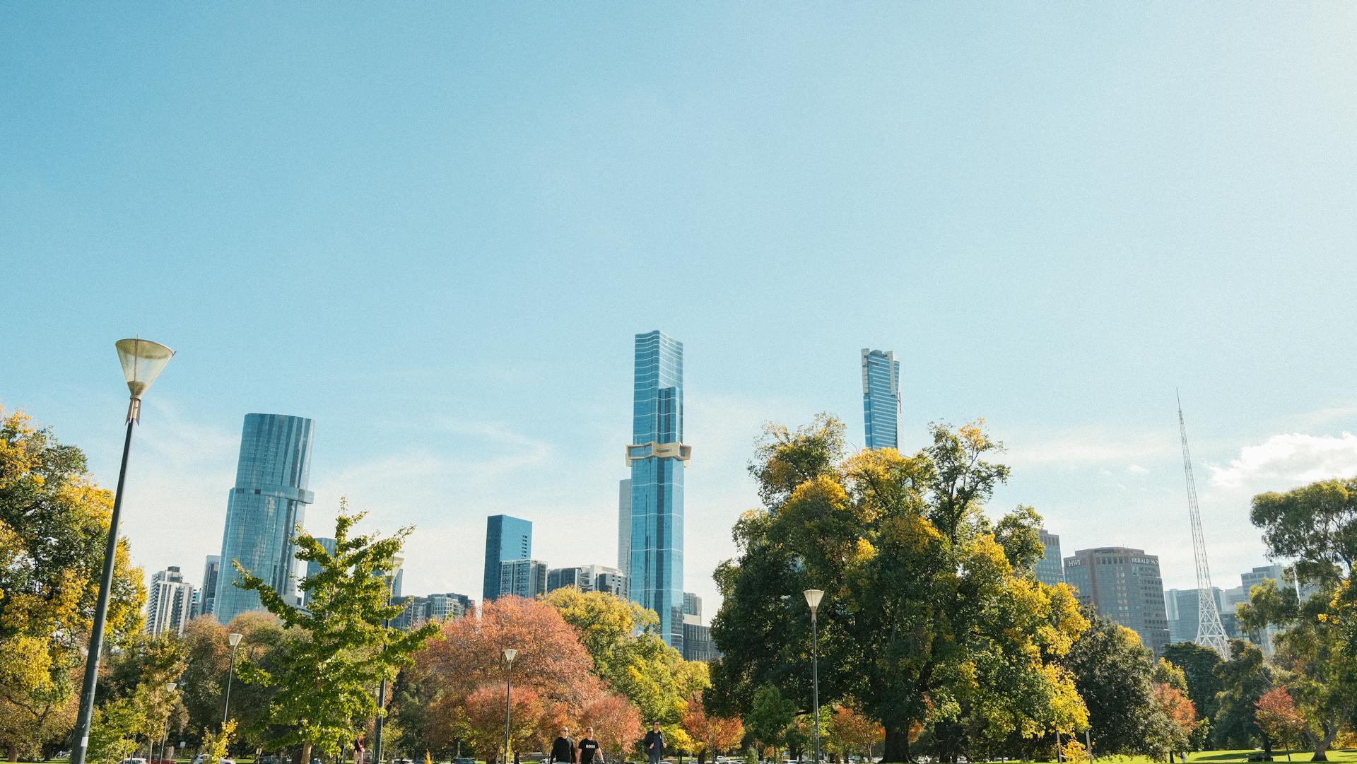 View of the Queen Victoria Gardens in Autumn, Melbourne, Australia