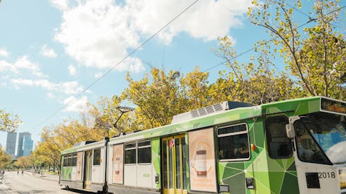 Fotobanka s bezplatnými fotkami na tému električka, farby jesene, listy