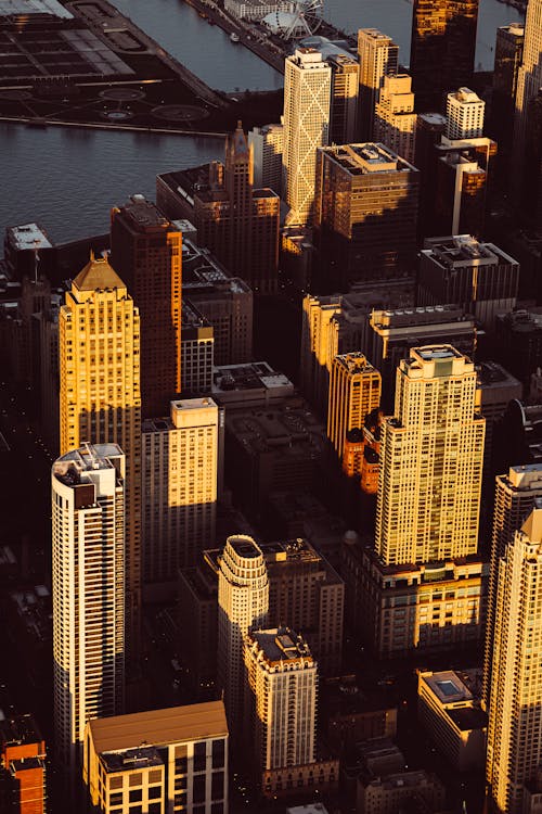 Free Aerial View of High-Rise Buildings Stock Photo