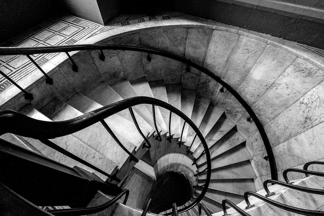 Free Aerial View of Spiral Staircase Stock Photo
