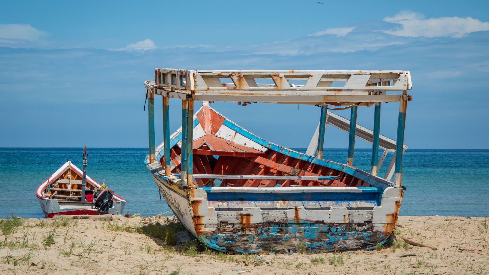Boats on beach, Zambia