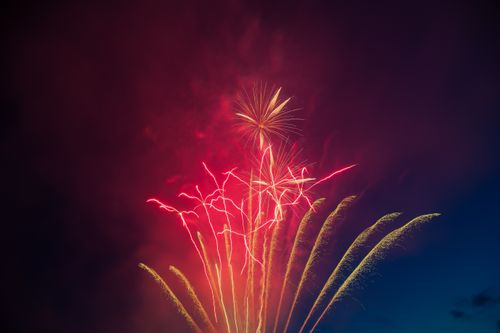 Free Spectacular fireworks light up the night sky in Berlin, showcasing a vibrant explosion of colors. Stock Photo