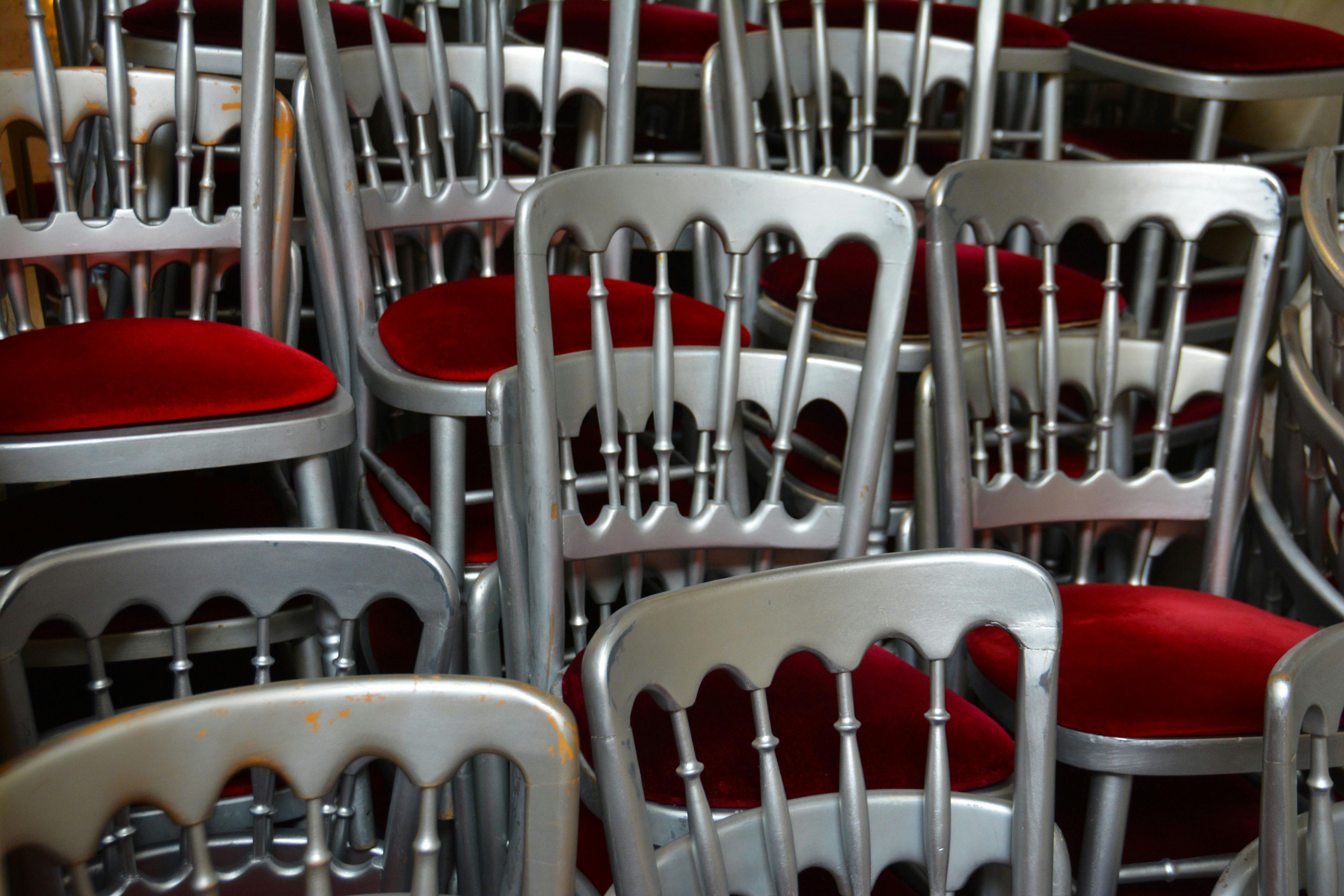 red fabric padded chair lot