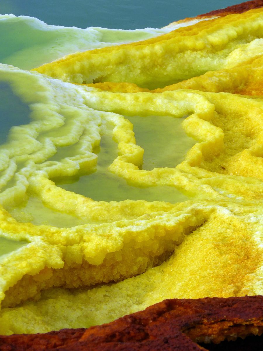 Bright yellow sulphur formations