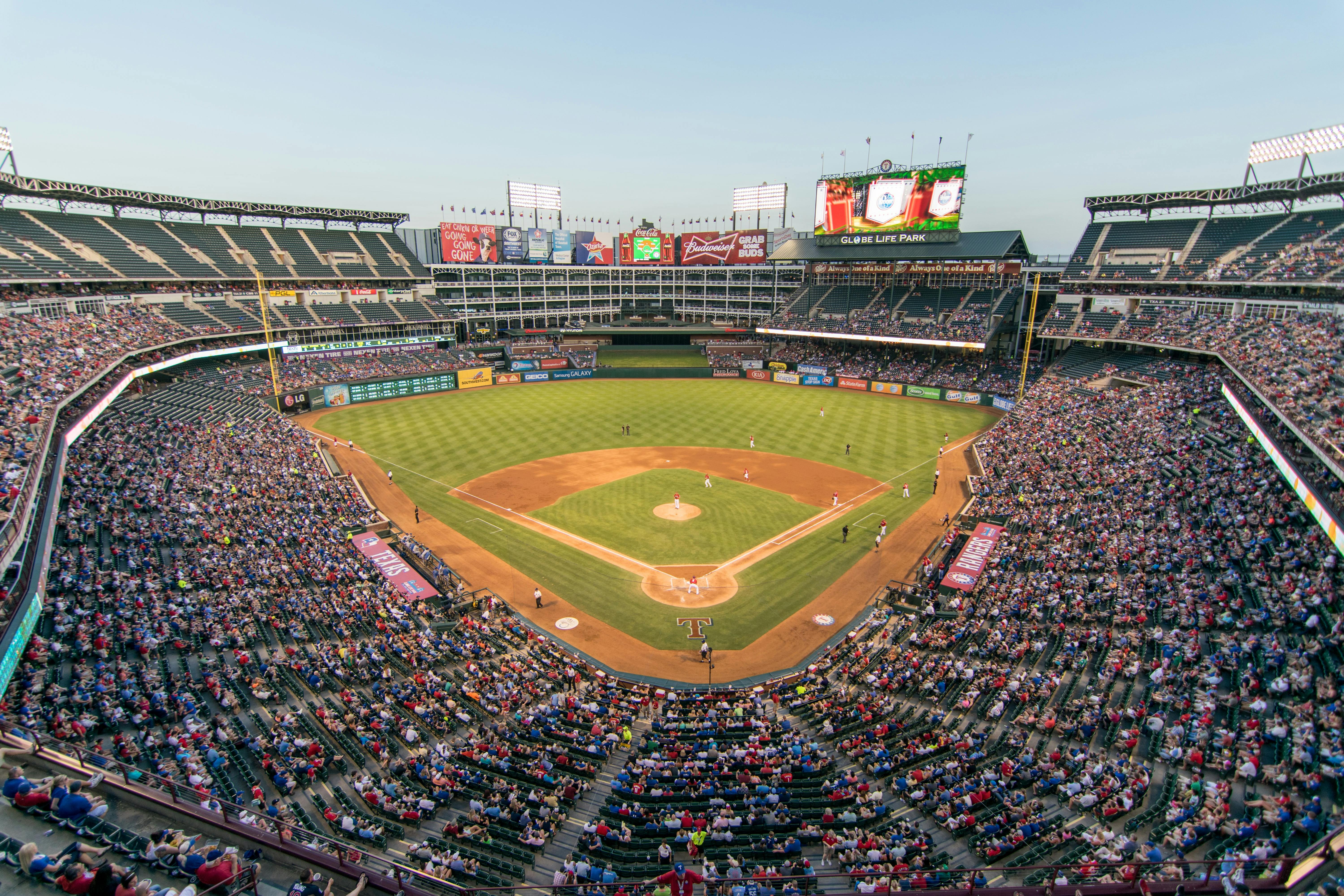 Baseball Field At A Major League Baseball Game Stock Photo