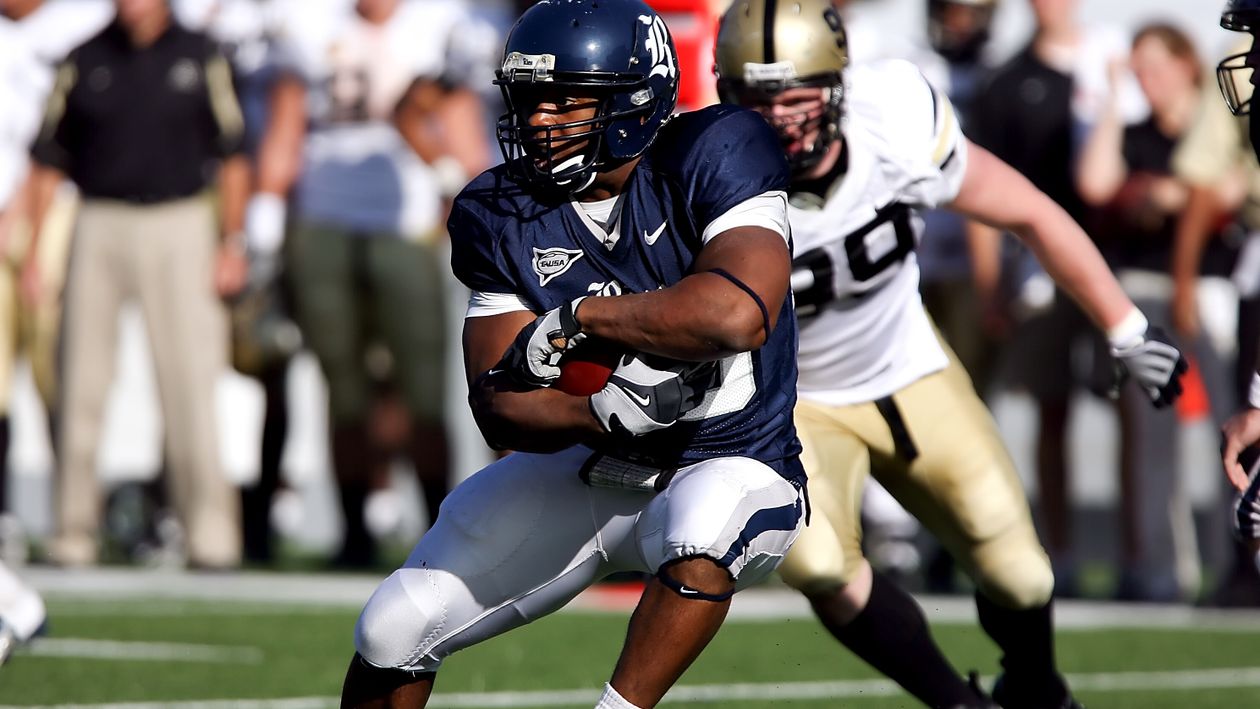 American football players in action during a game