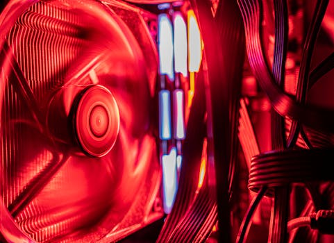 Vividly lit PC components showcasing modern technology and design.