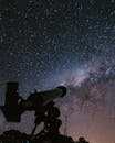 通过望远镜的轮廓捕捉宇宙之美，欣赏星空的壮丽景色