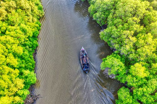 Aerial View Photo of Boat on River