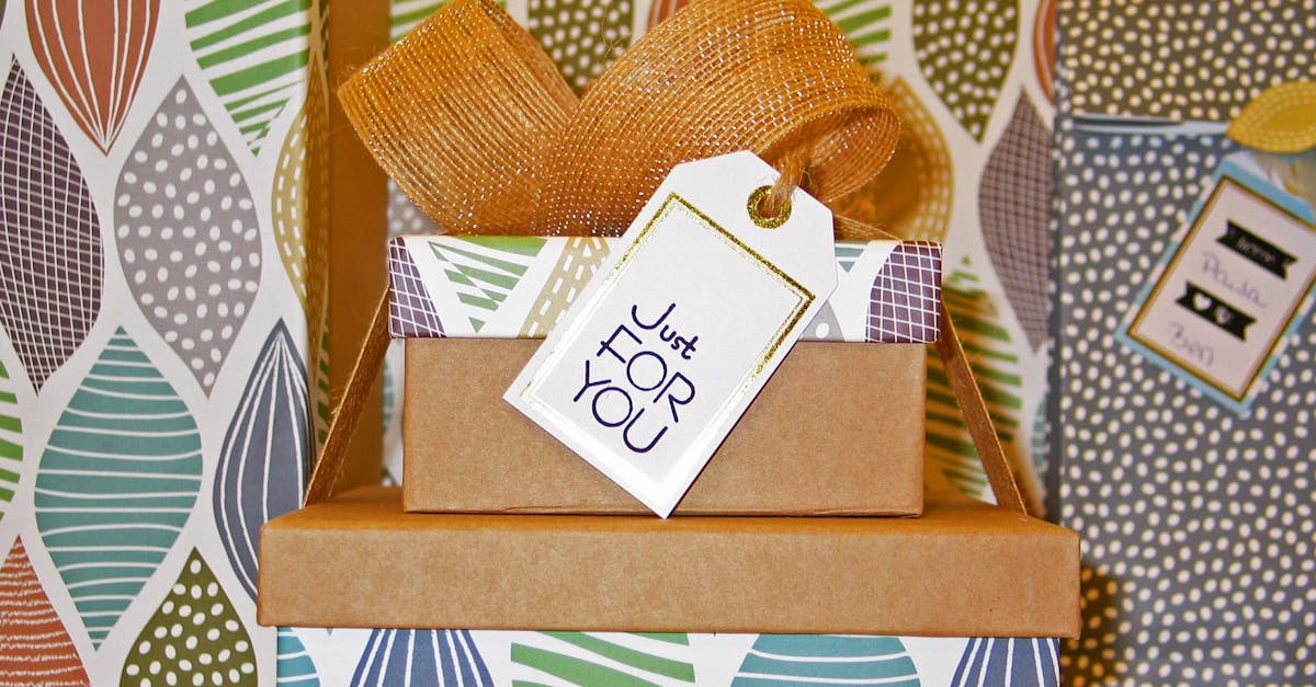 Beautifully wrapped gift boxes with a bow and 'Just For You' tag, perfect for celebrations.