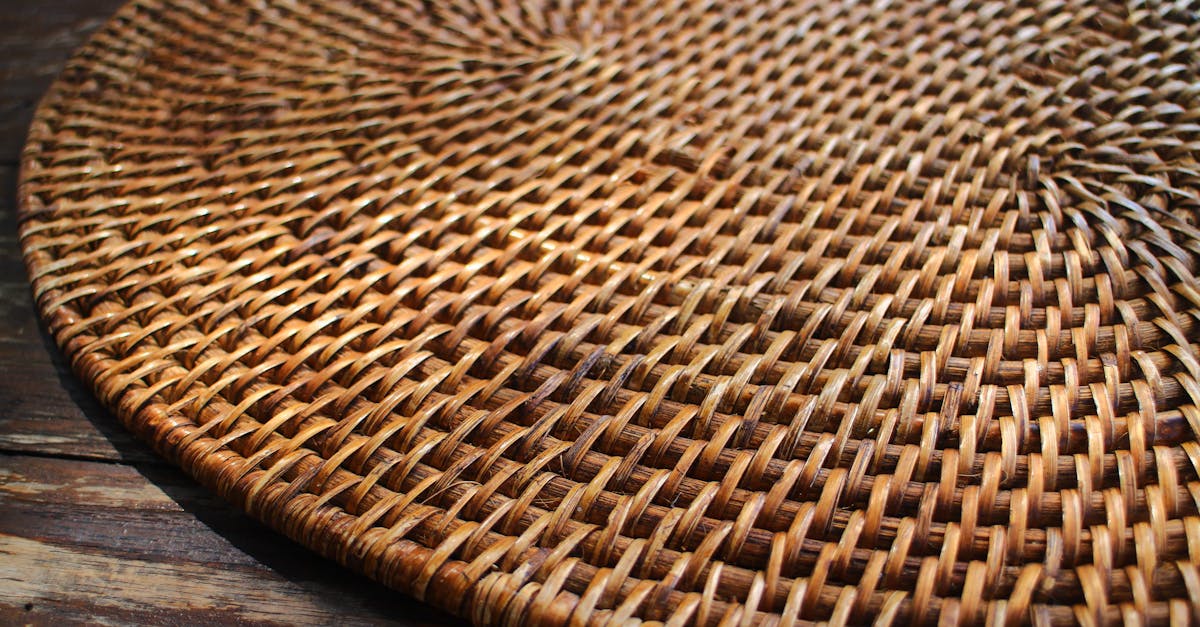 Detailed view of a woven rattan mat showcasing intricate texture and pattern.