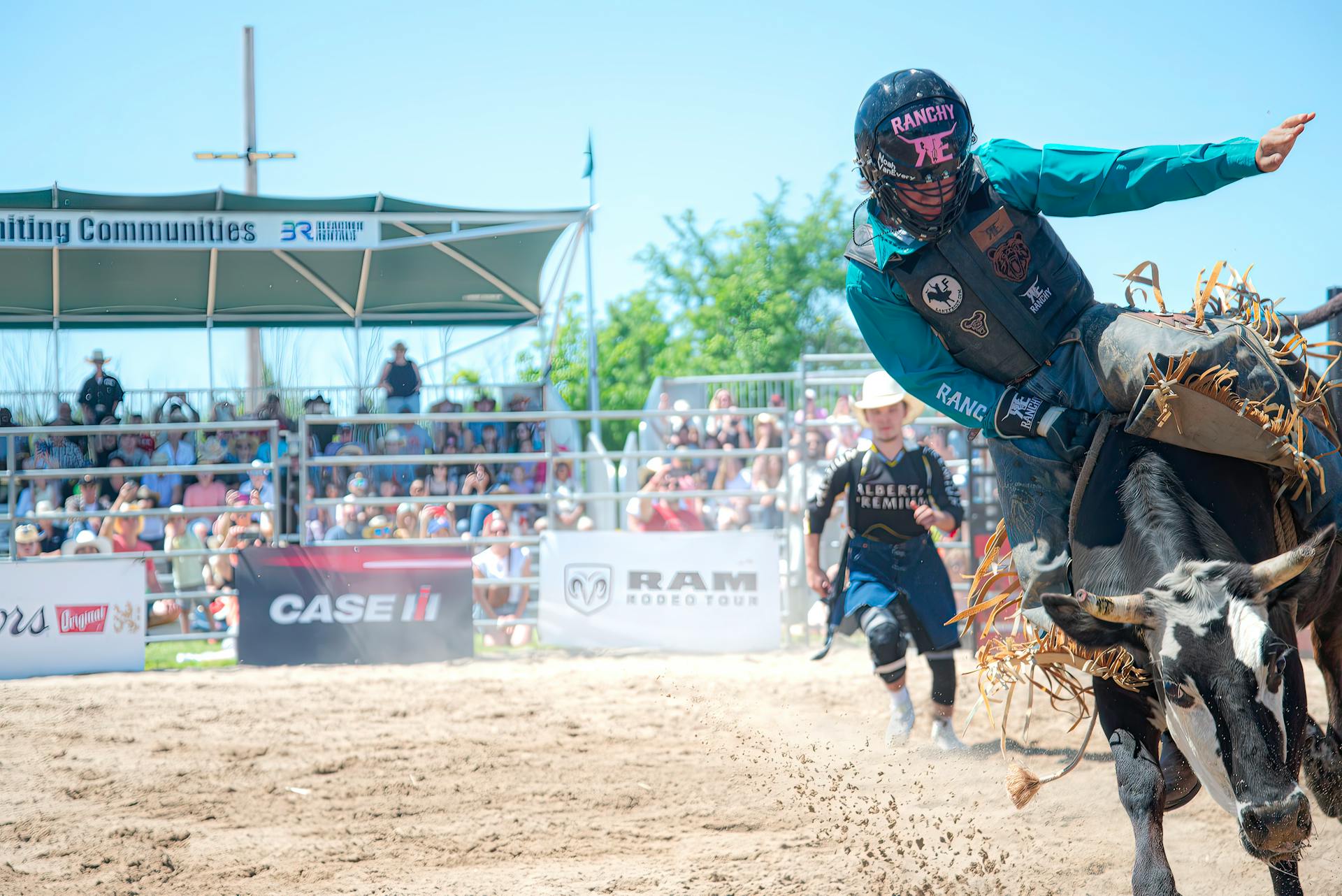 Cowboy on Bull in Rodeo