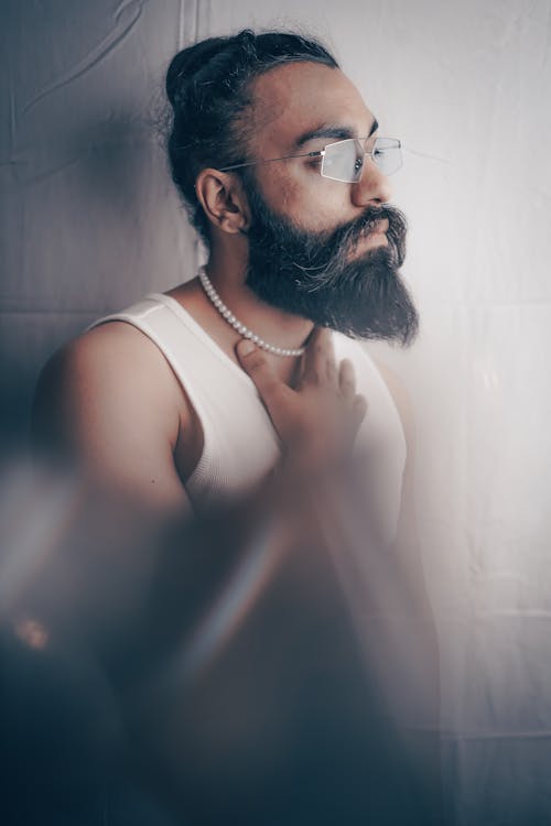 Free Man in Tank Top and with Beard Stock Photo