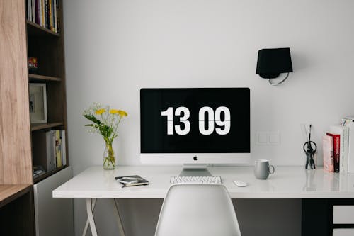 Zilveren Imac Op Bureau