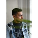 Portrait of Man Wearing Denim Jacket