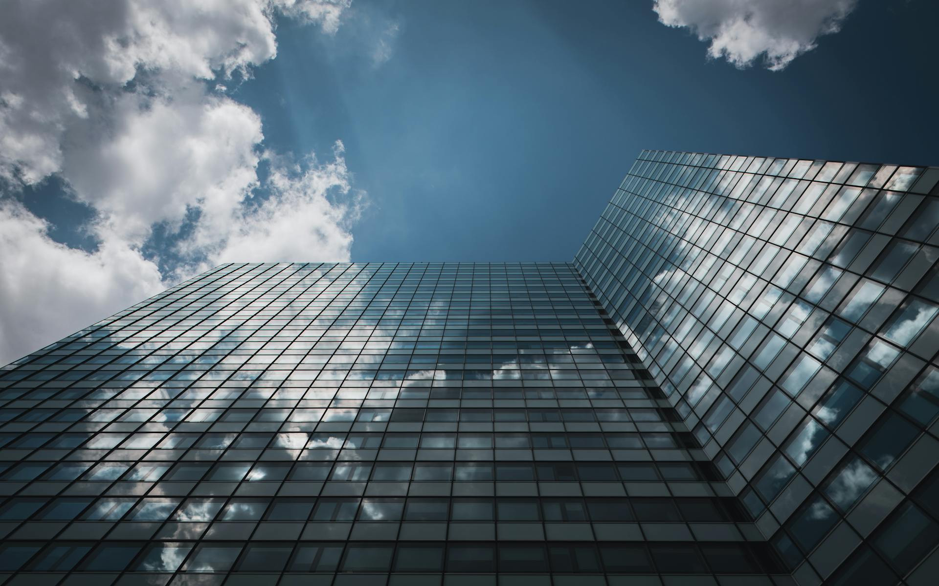 Clouds Reflection in Office Building Windows