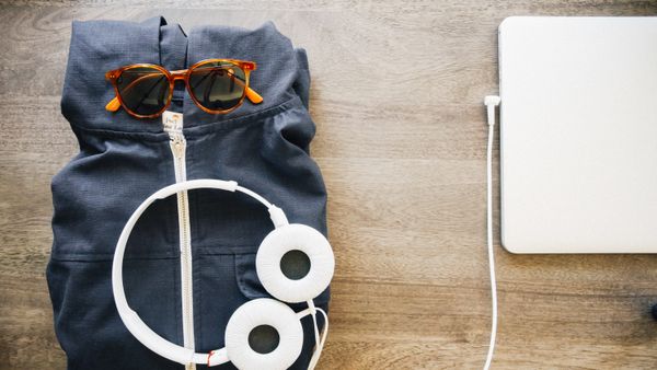 Everyday carry backpack and accessories flat lay