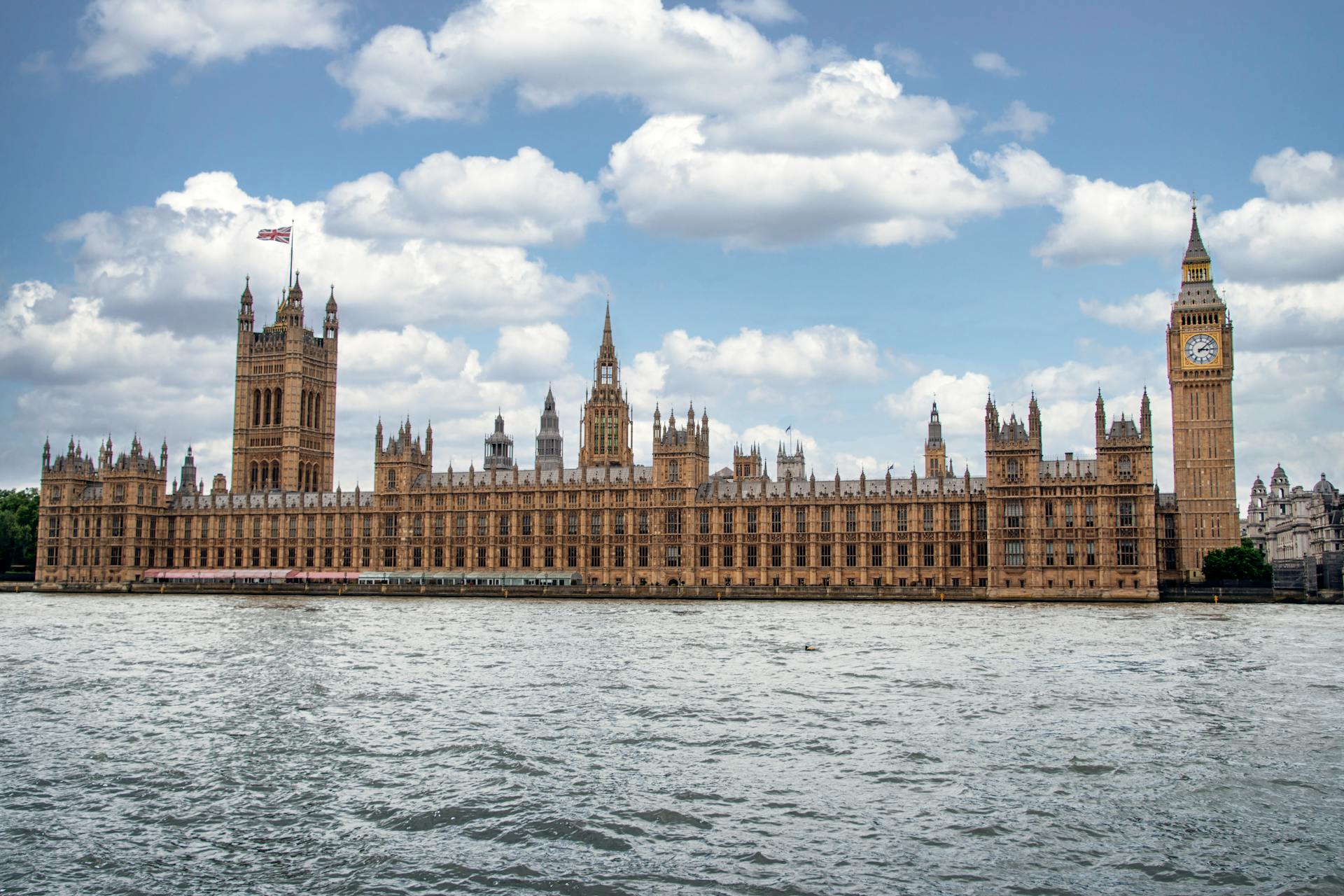 Palace of Westminster and the Big Ben Seen from across the Thames, London England, UK