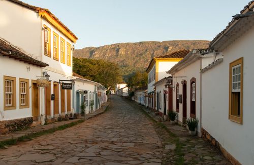 Free Beautiful cobblestone street in Tiradentes, Brazil showcasing colonial architecture. Stock Photo