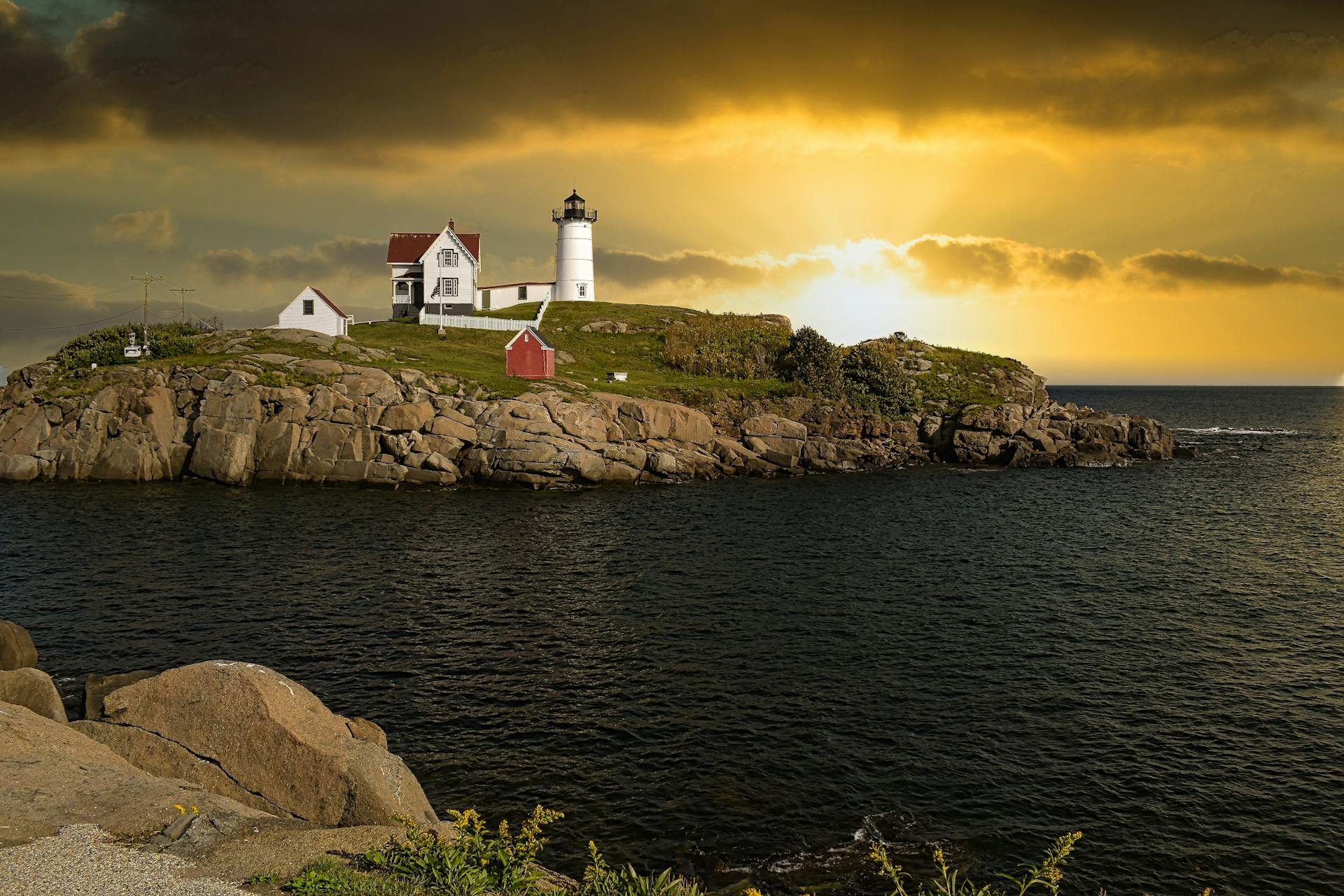 Nubble Lighthouse in York in Maine in the USA