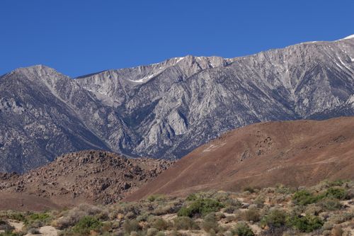 Free Stunning view of the Sierra Nevada peaks under a clear blue sky in Lone Pine, California. Stock Photo