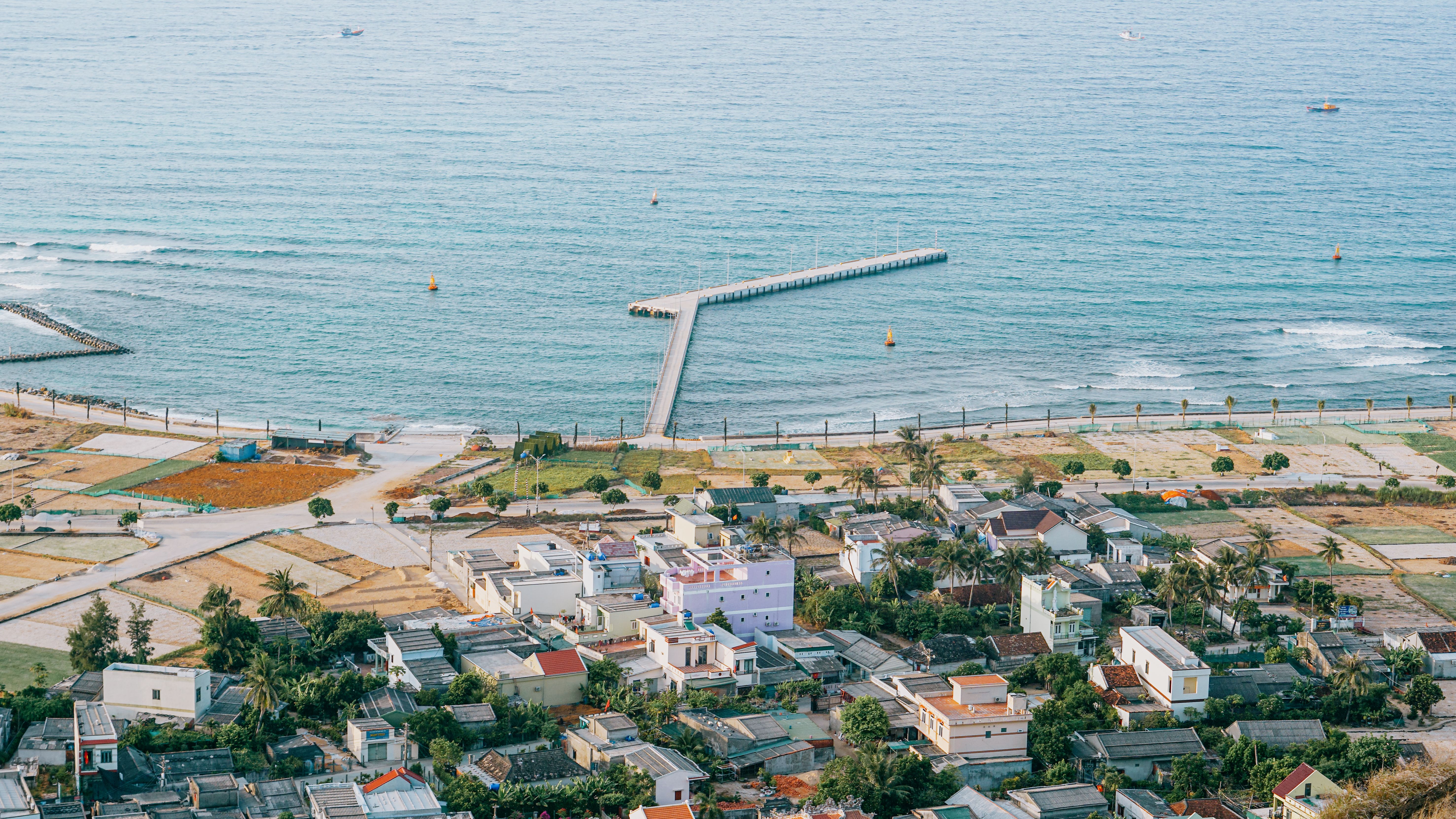 Aerial View of a Coastal City · Free Stock Photo