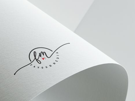 Minimalist design showcasing Favour Media logo on folded textured paper with copyspace. 26576975