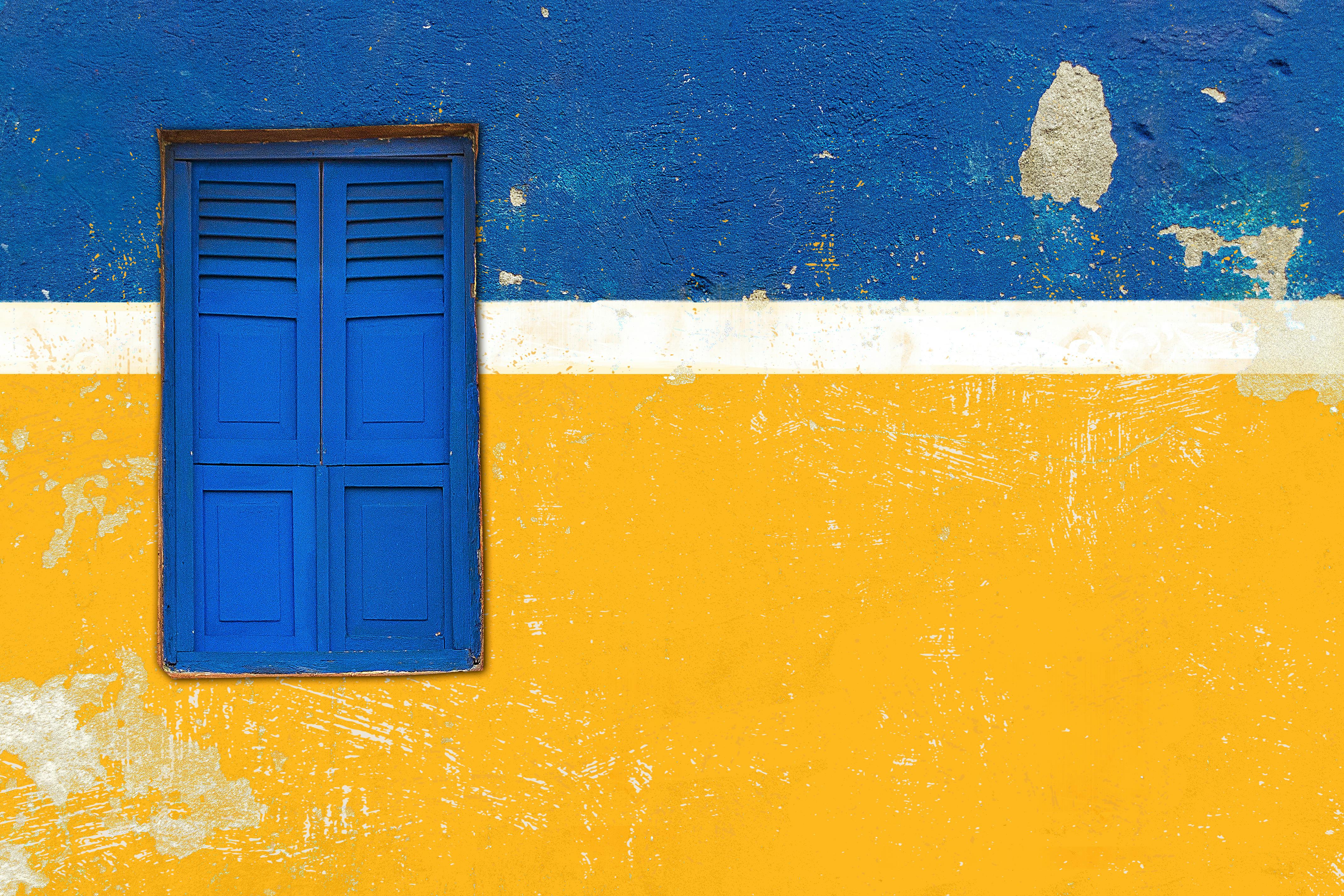 Blue And Yellow Wall Free Stock Photo