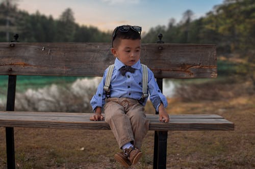 Toddler Boy's Blue Long-sleeved Shirt