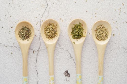 Dried herb blends on wooden spoons — photo by Towfiqu barbhuiya on Pexels