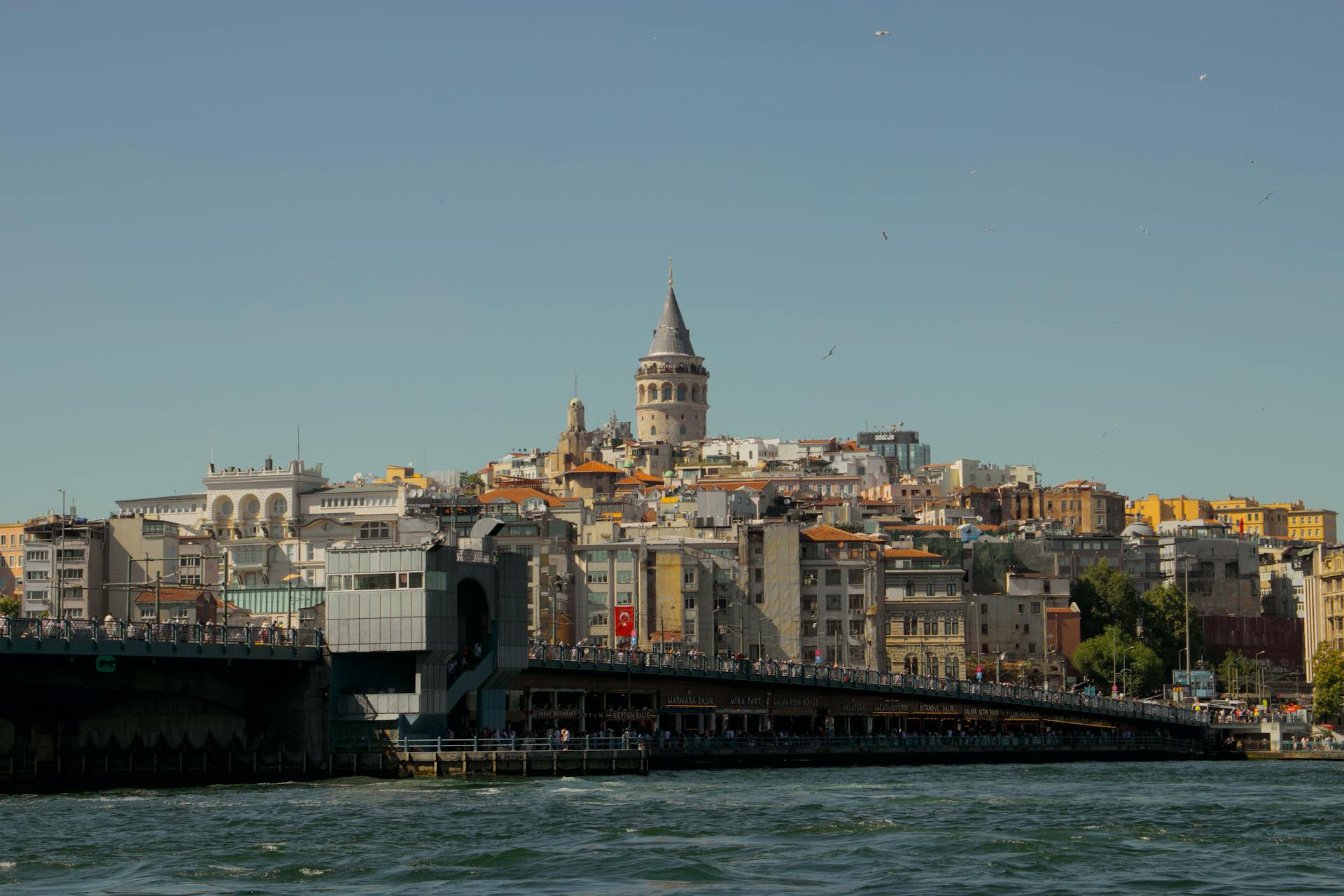 Vibrant skyline of Istanbul featuring the iconic Galata Tower and bustling waterfront.