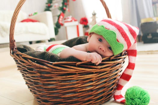 Baby Laying on Brown Wicker Basket