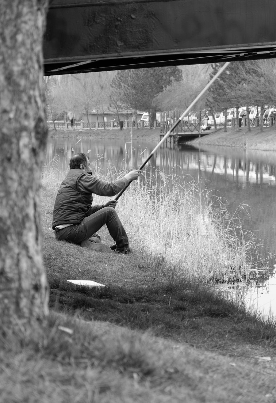 Angler stalking a shaded South Island river at dusk