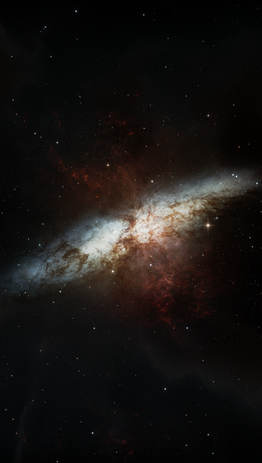 A breathtaking view of a distant galaxy surrounded by dark space and sparkling stars.