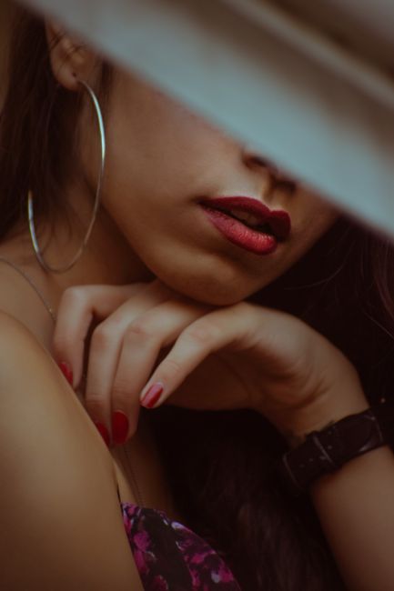 Close-Up Photo of Woman With Red Lips