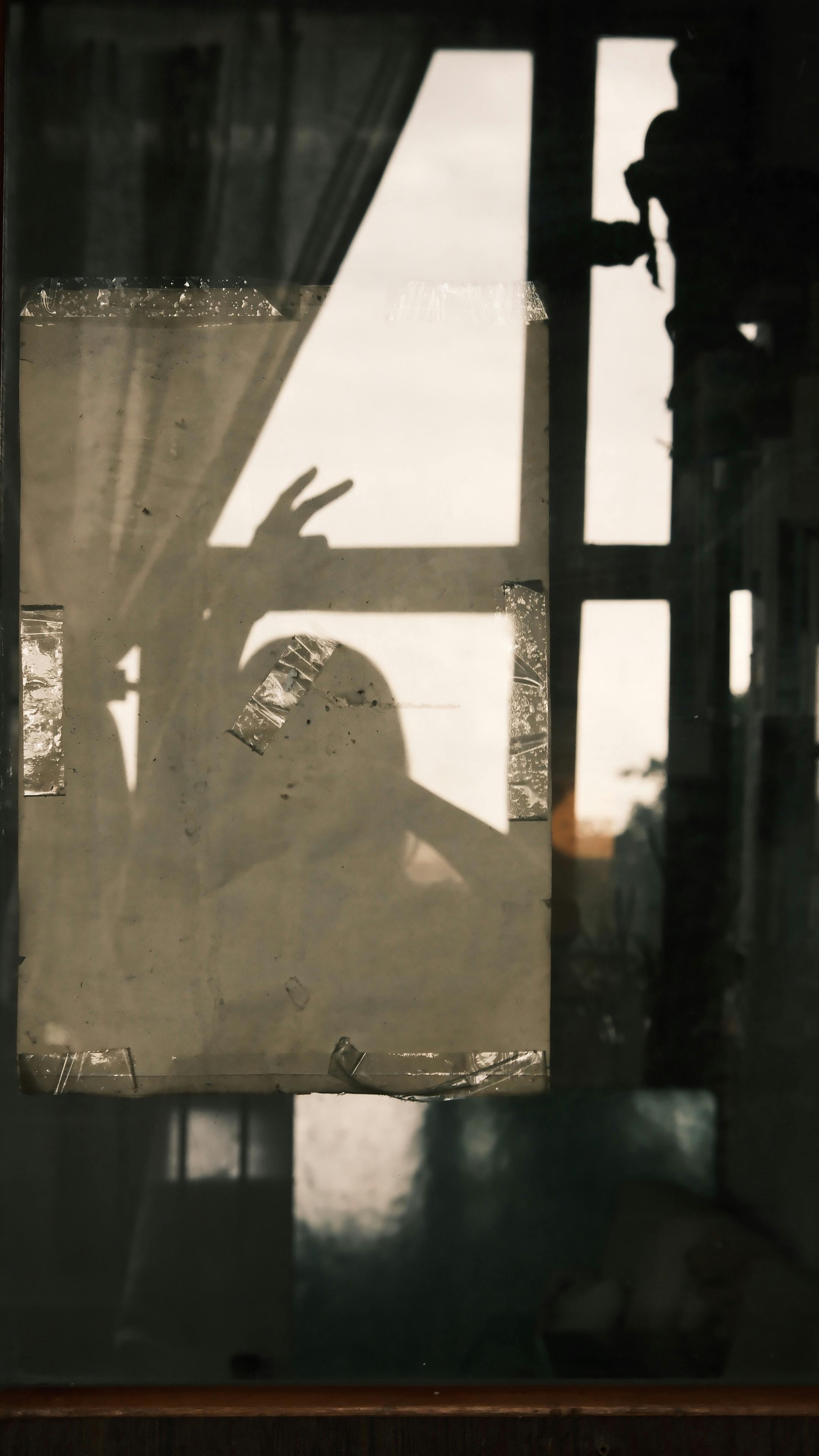 silhouette of woman in window