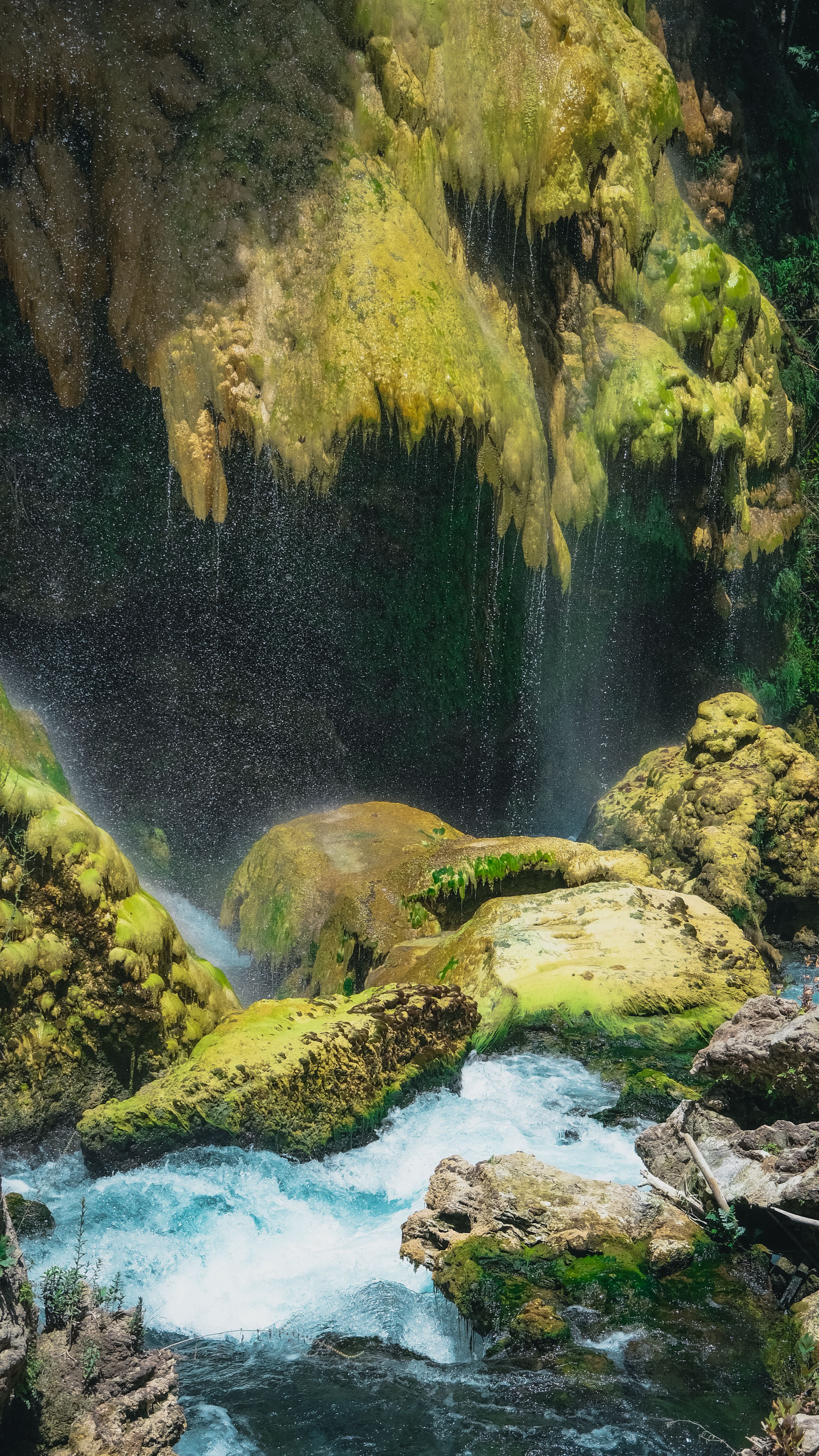 A waterfall in the middle of a green forest · Free Stock Photo