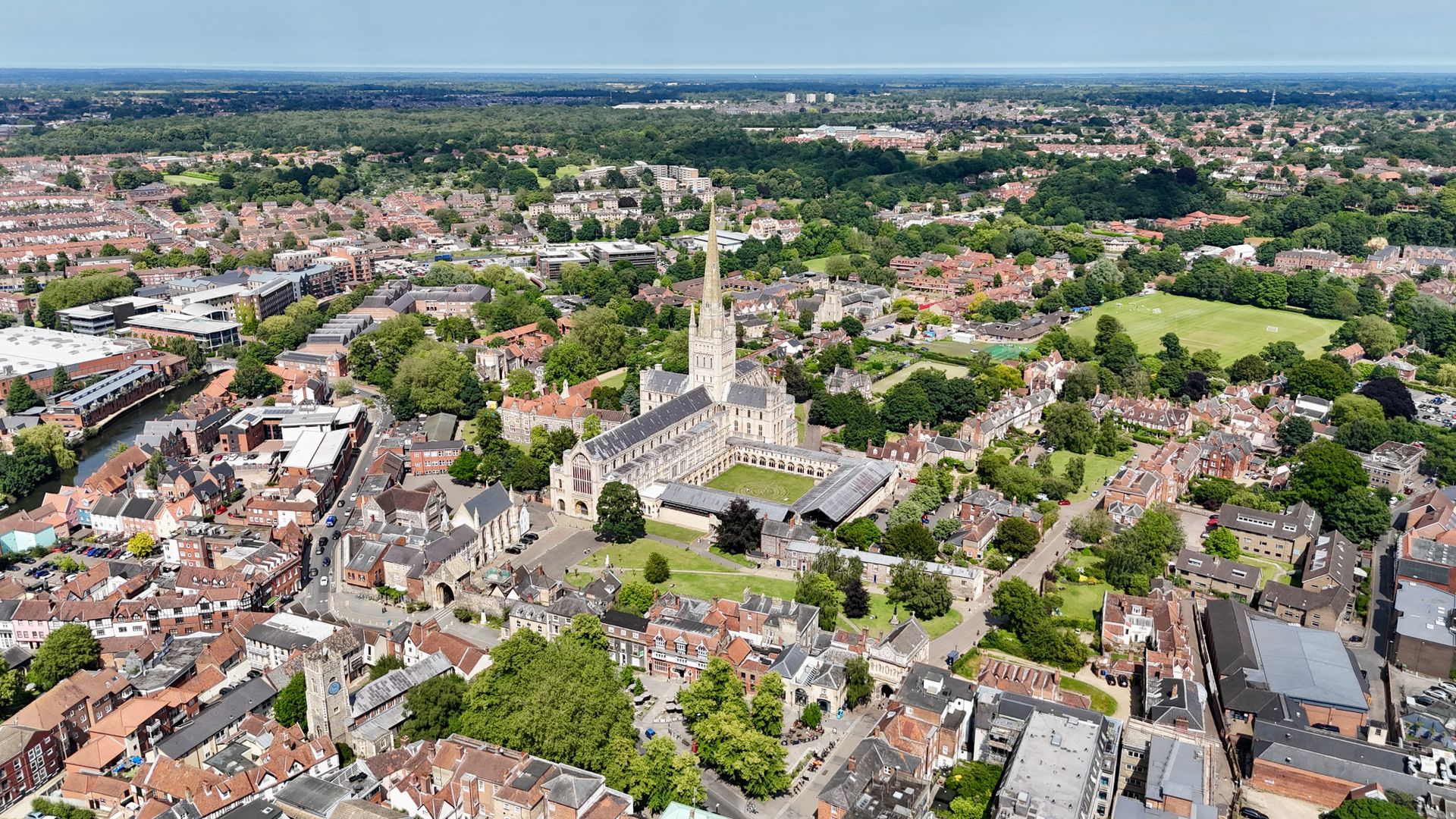 Aerial Shot of Norwich Cityscape
