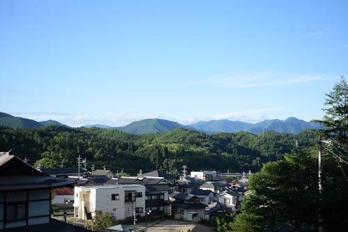 Ingyenes stockfotó hegyek, japán esztétika, kék ég témában