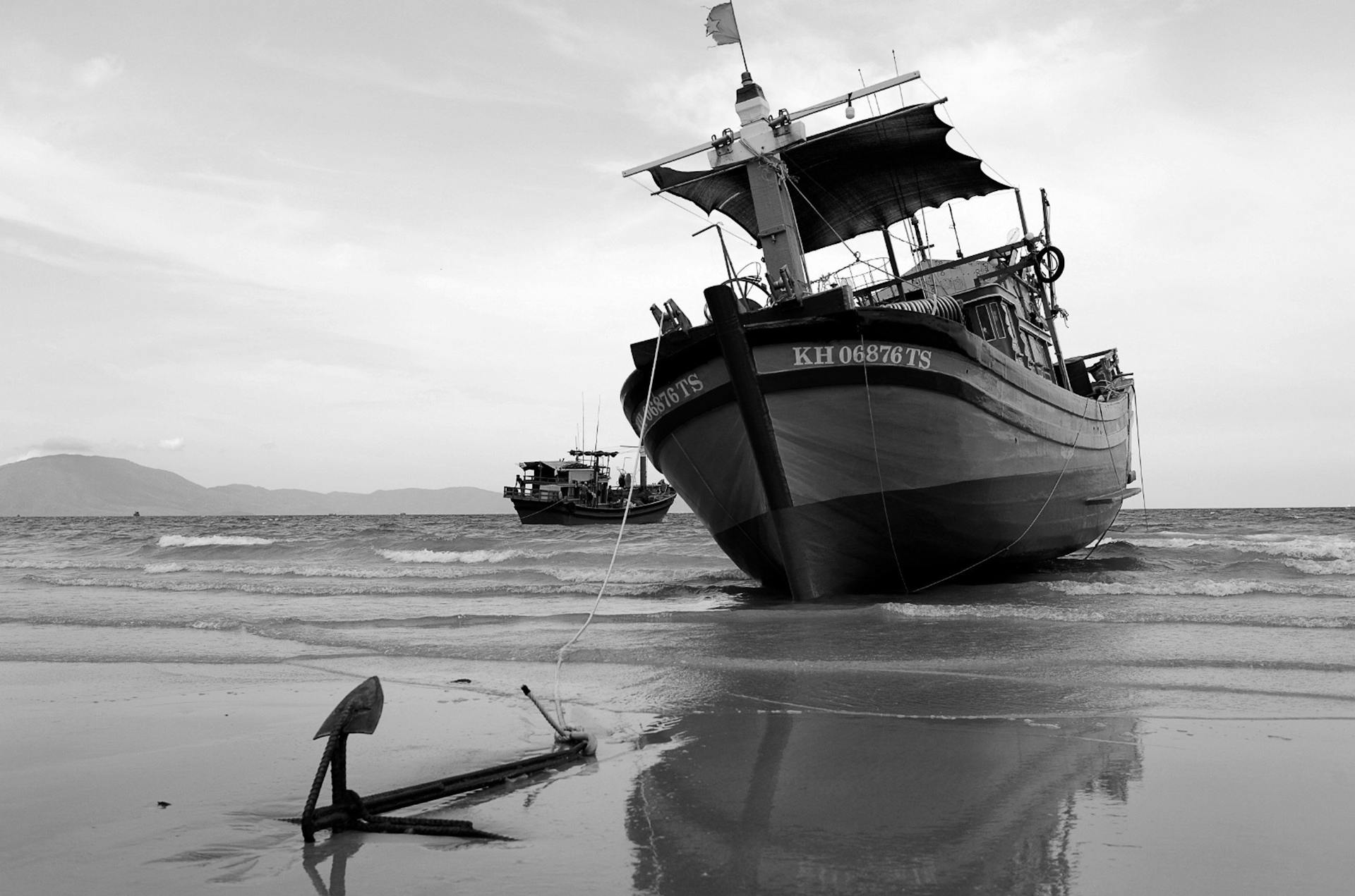 Ship with Anchor on Beach