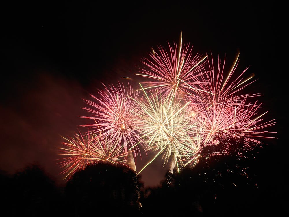 Free Time Lapse Photography of Fire Works Stock Photo