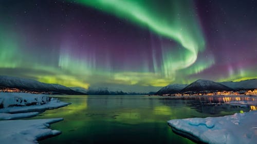 Aurora Borealis Over Tromsø Fjords